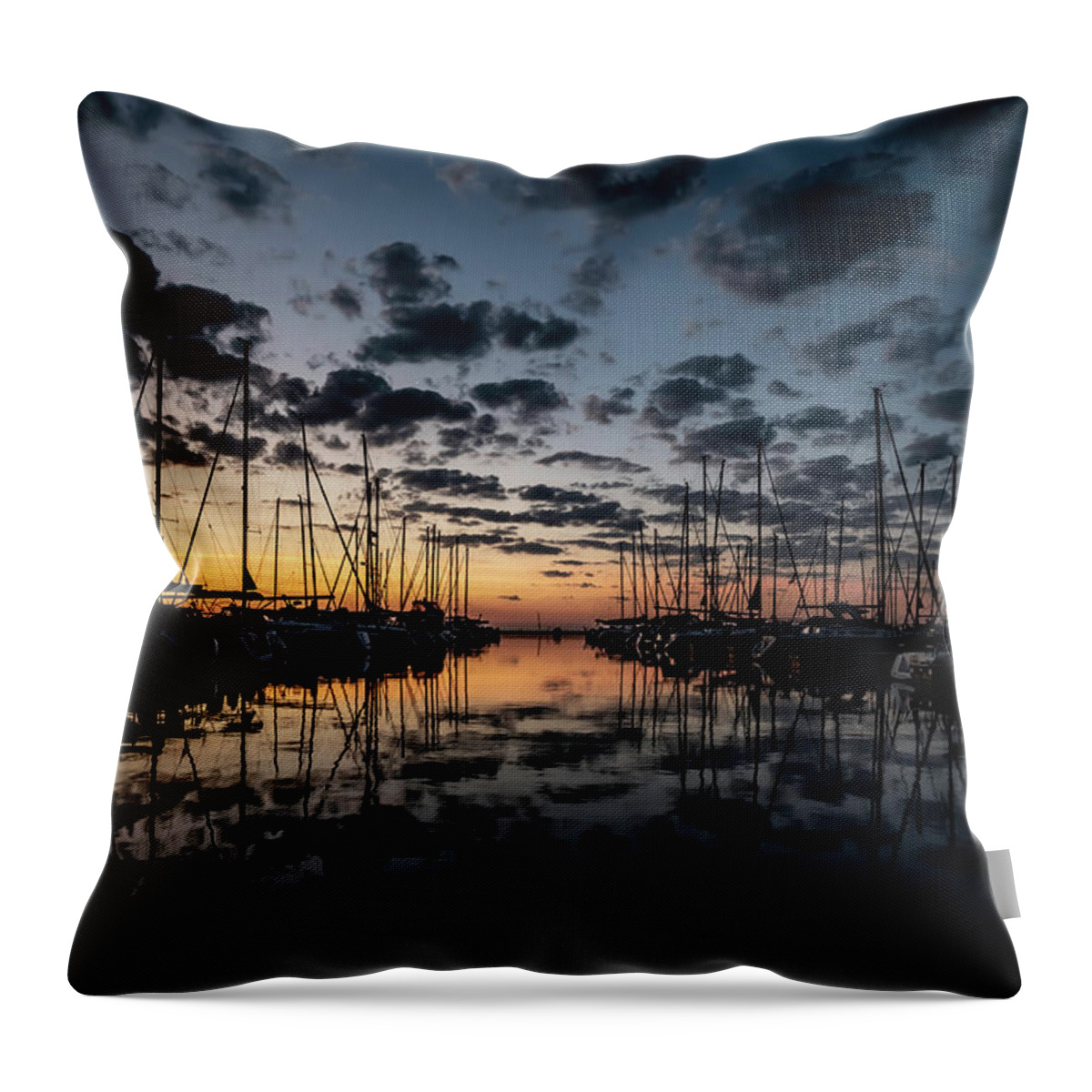 Sailboats Throw Pillow featuring the photograph Sailboats with pretty sky by Sven Brogren