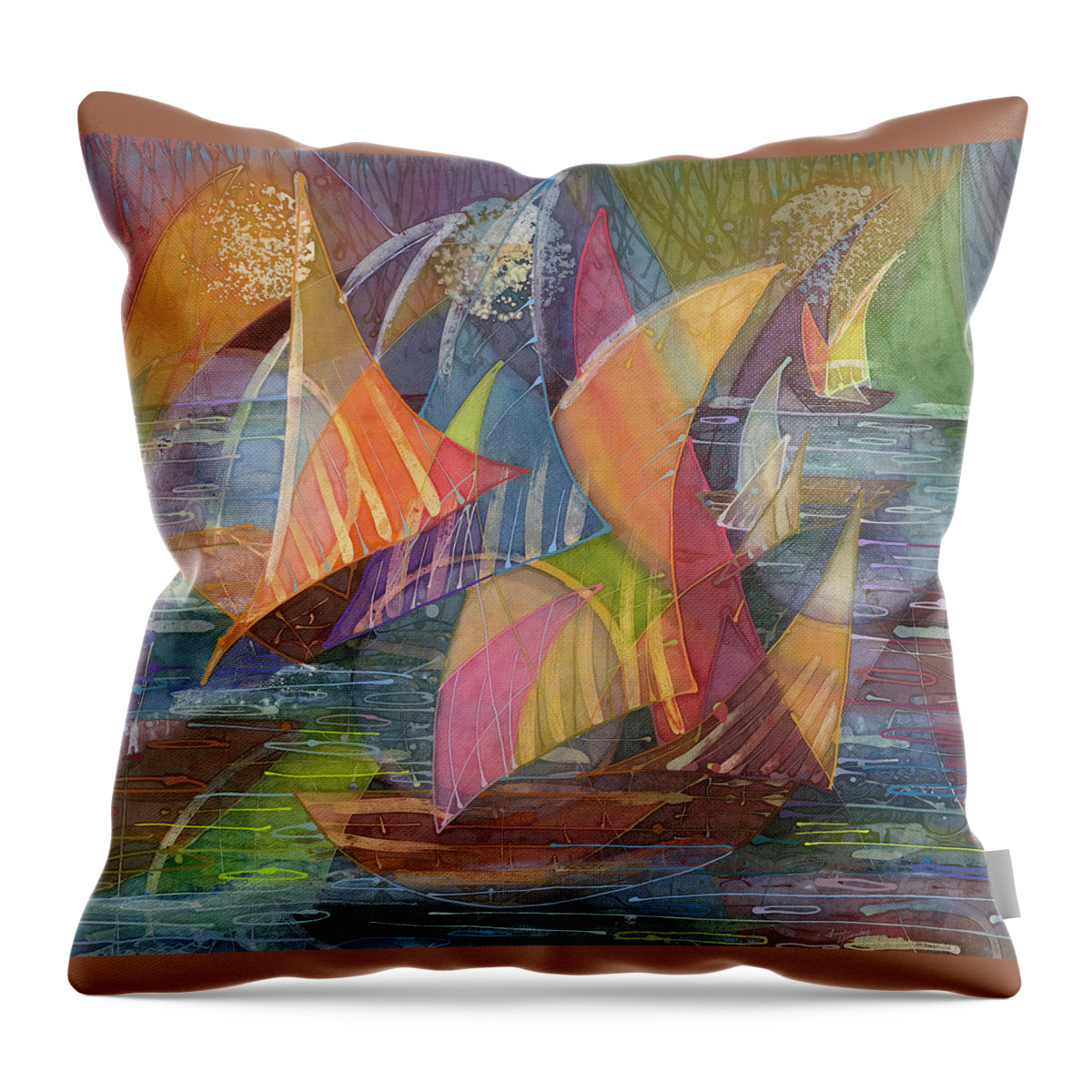 Abstract Watercolor Throw Pillow featuring the painting Sailing by Anne Hanley