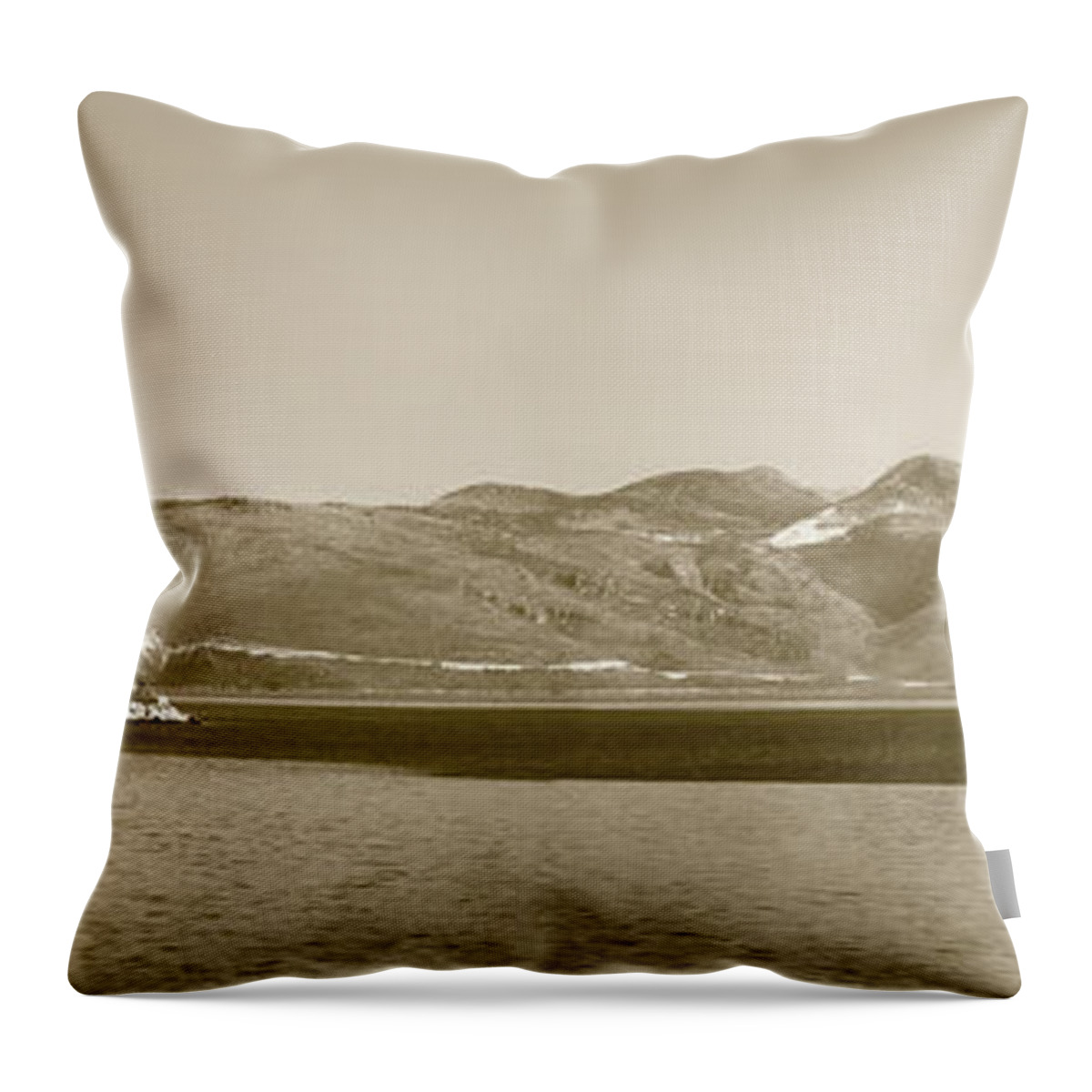  Croatia Throw Pillow featuring the photograph Sailing Ship In The Adriatic Islands in Sepia by Weston Westmoreland