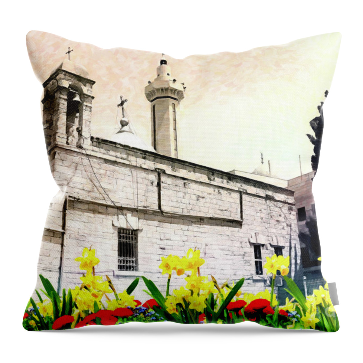 Saint George Throw Pillow featuring the photograph Saint George Flowers by Munir Alawi