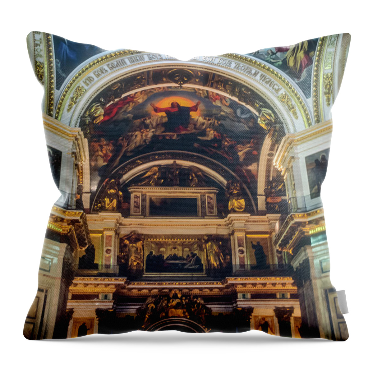 Saint Issac's Cathedral Throw Pillow featuring the photograph Saint Isaac's Cathedral Interior by Bob Phillips