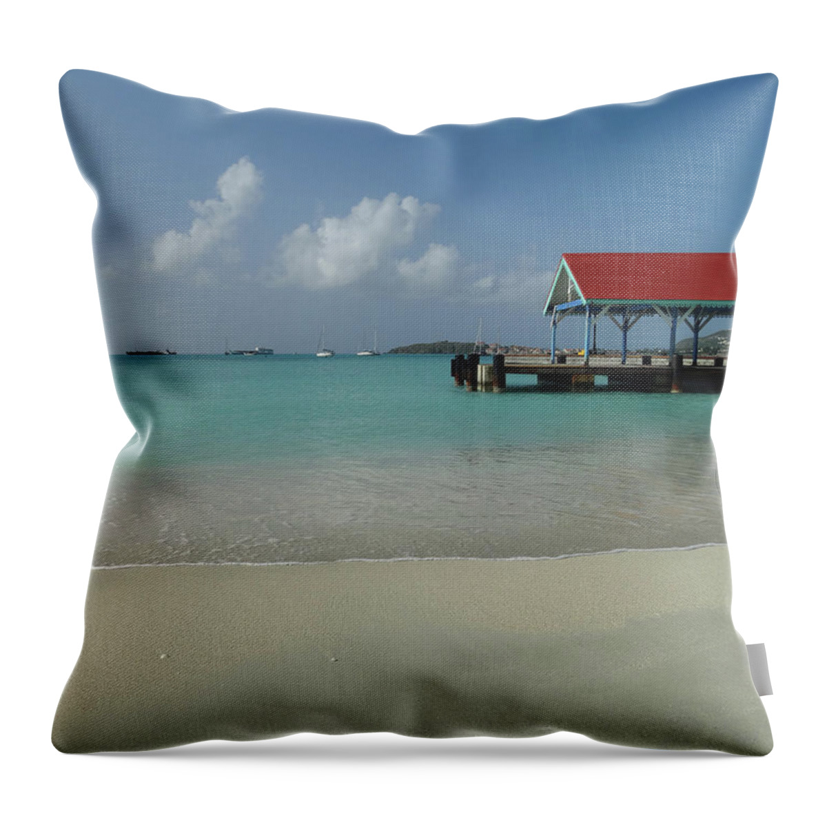 Ocean Scene Throw Pillow featuring the photograph Saint Martin Beach by Mike McGlothlen