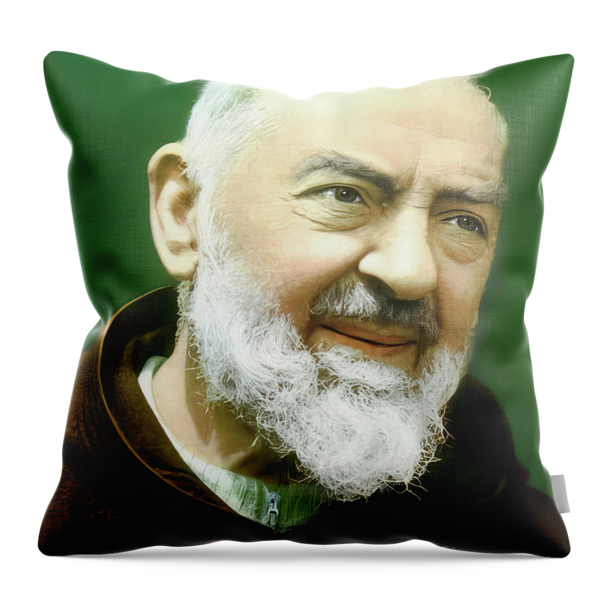 Padre Pio Throw Pillow featuring the painting Saint Padre Pio by Tina LeCour