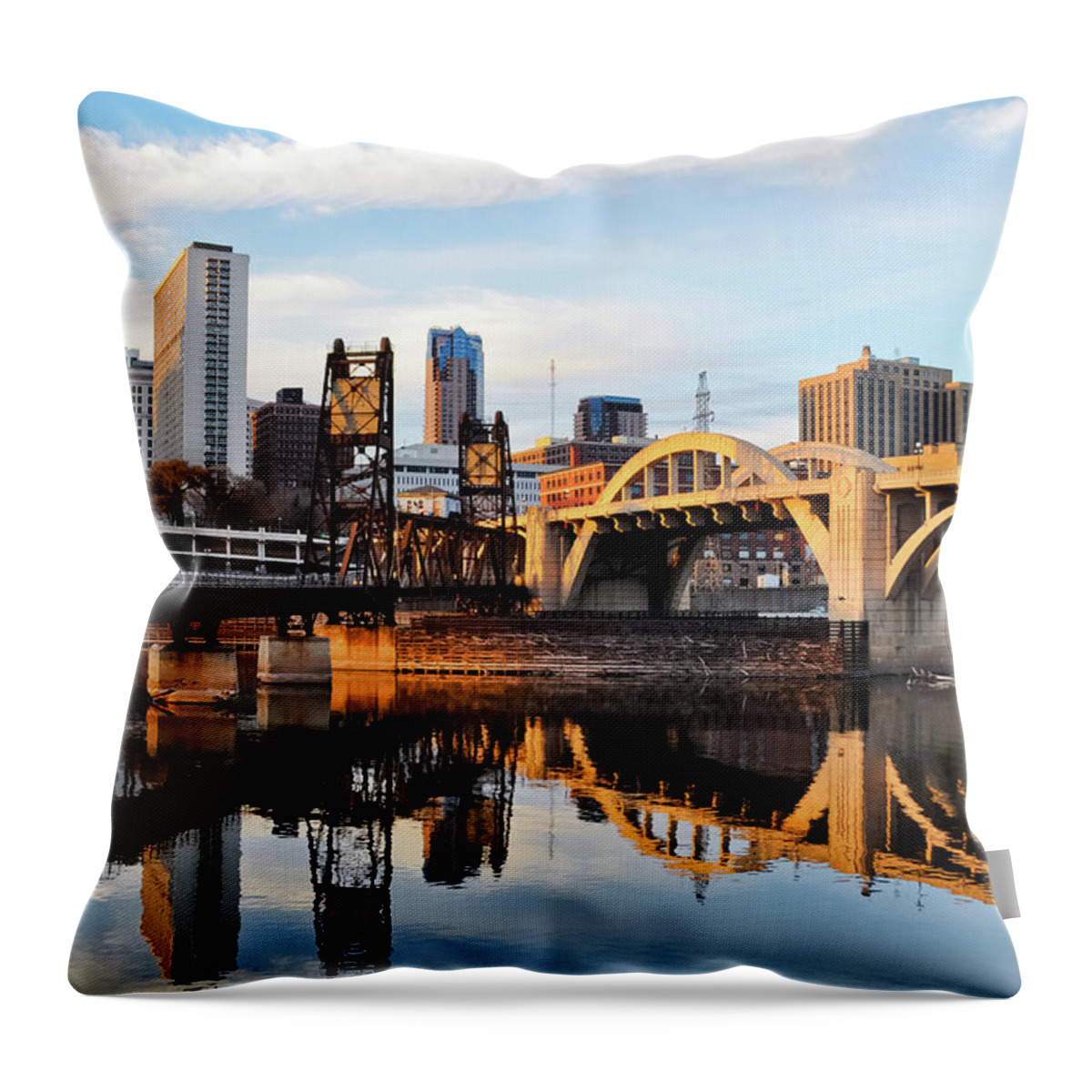 St. Paul Throw Pillow featuring the photograph Saint Paul Mississippi River Sunset by Kyle Hanson