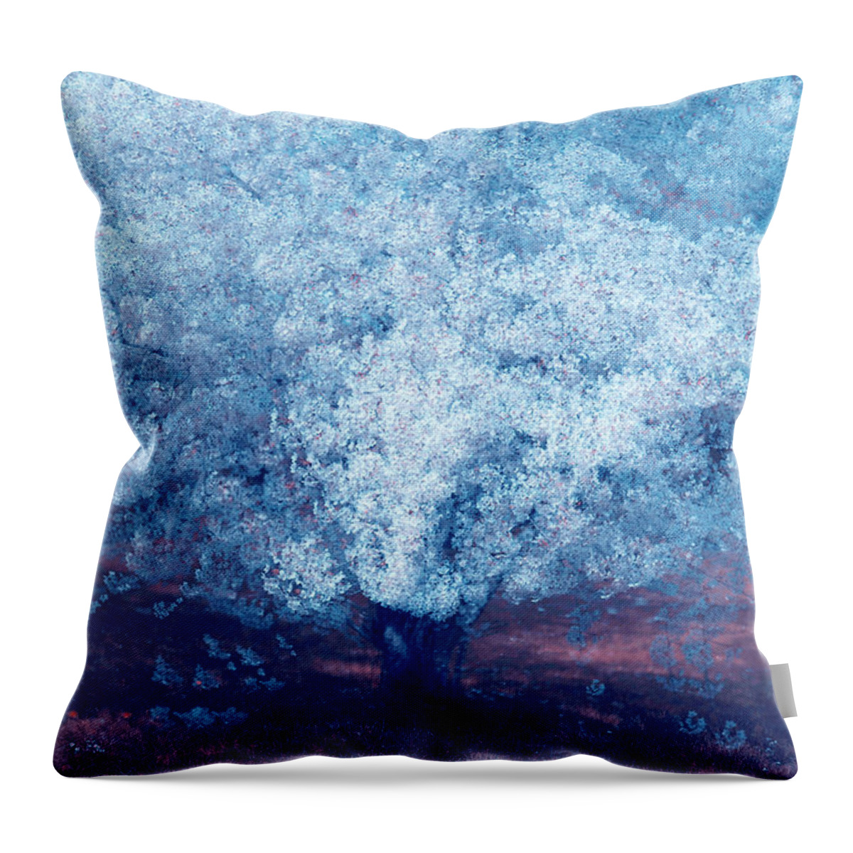  Throw Pillow featuring the photograph Sakura Bloom in Moonlight by Jenny Rainbow
