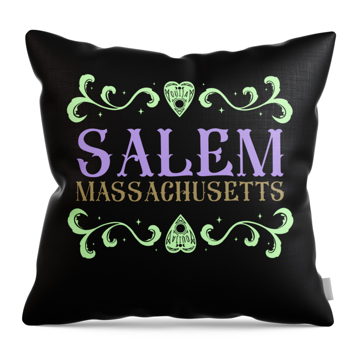 Halloween Throw Pillow featuring the digital art Salem Massachusetts Ouija Love by Flippin Sweet Gear
