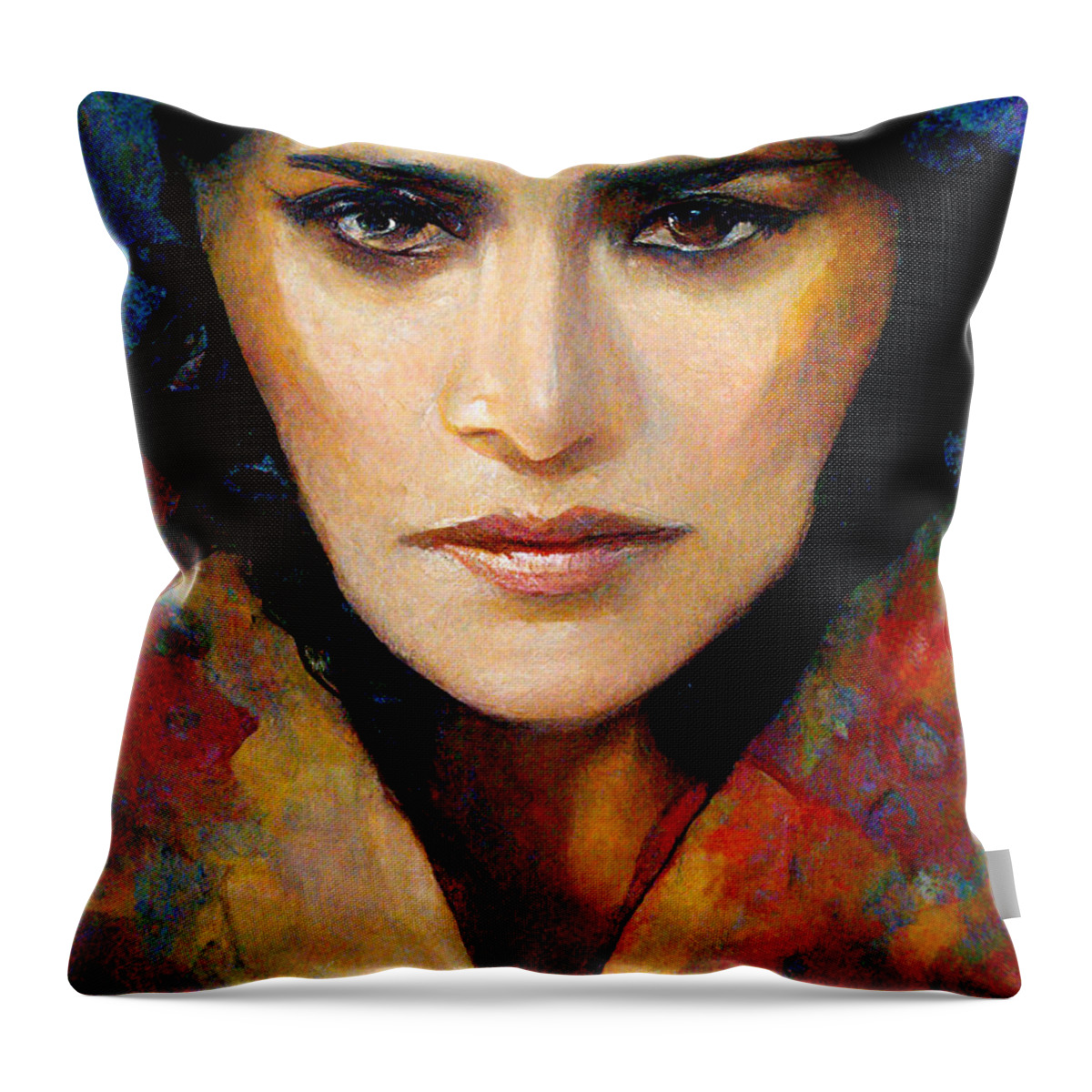 Figurative Throw Pillow featuring the digital art Salma Hayek #1 by Craig Boehman