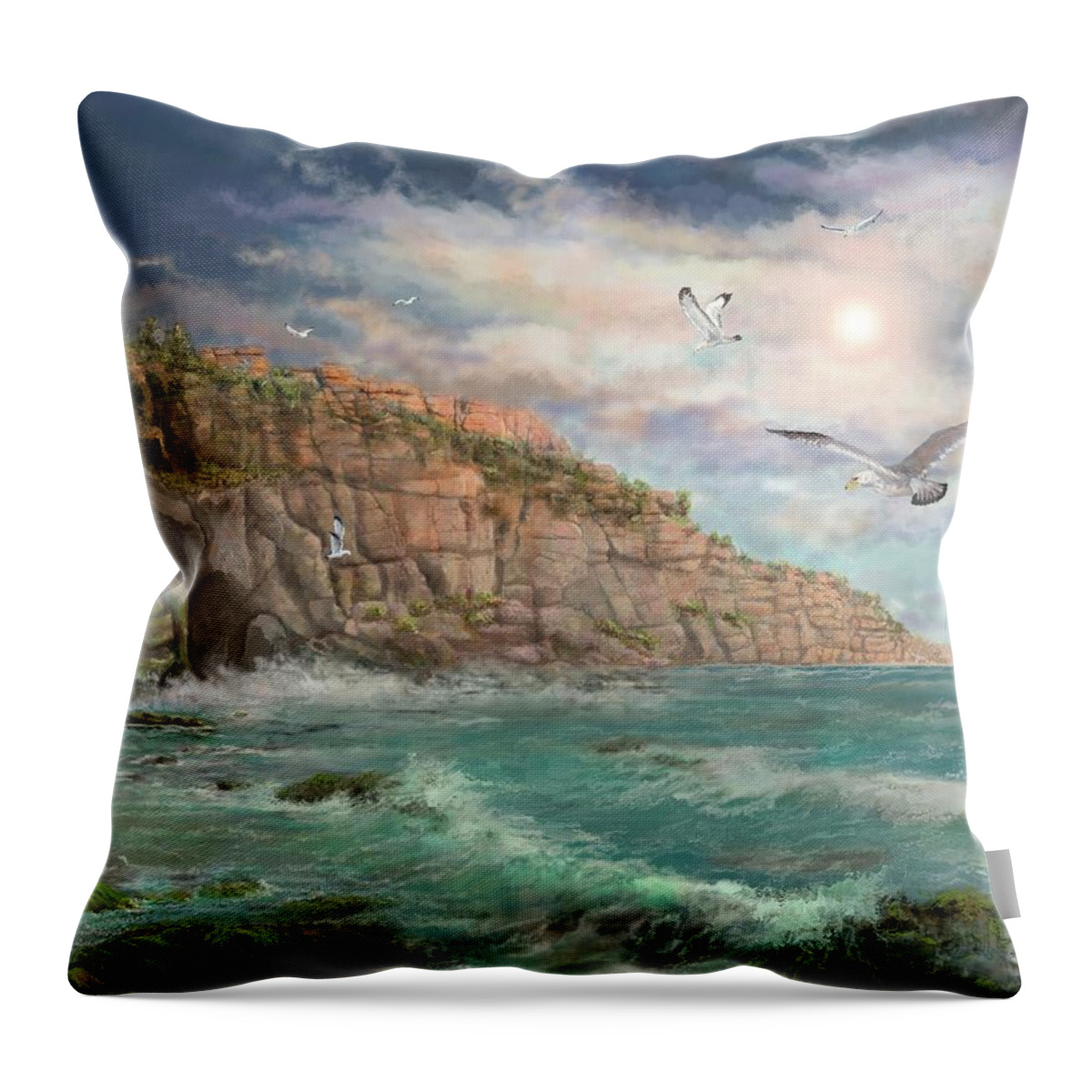 Seascape Throw Pillow featuring the digital art Salt Air by Marilyn Cullingford