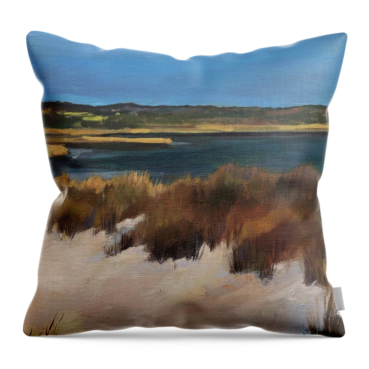Marsh Throw Pillow featuring the painting Salt pond by Rebecca Jacob