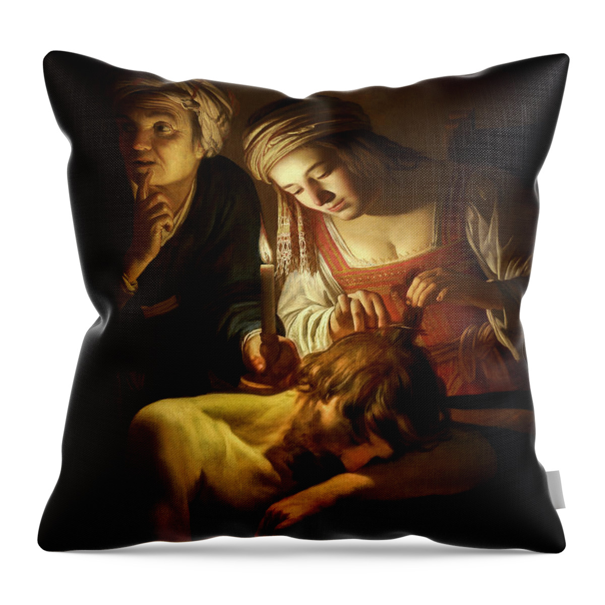 Samson And Delilah Throw Pillow featuring the photograph Samson and Delilah by Gerrit van Honthorst by Carlos Diaz