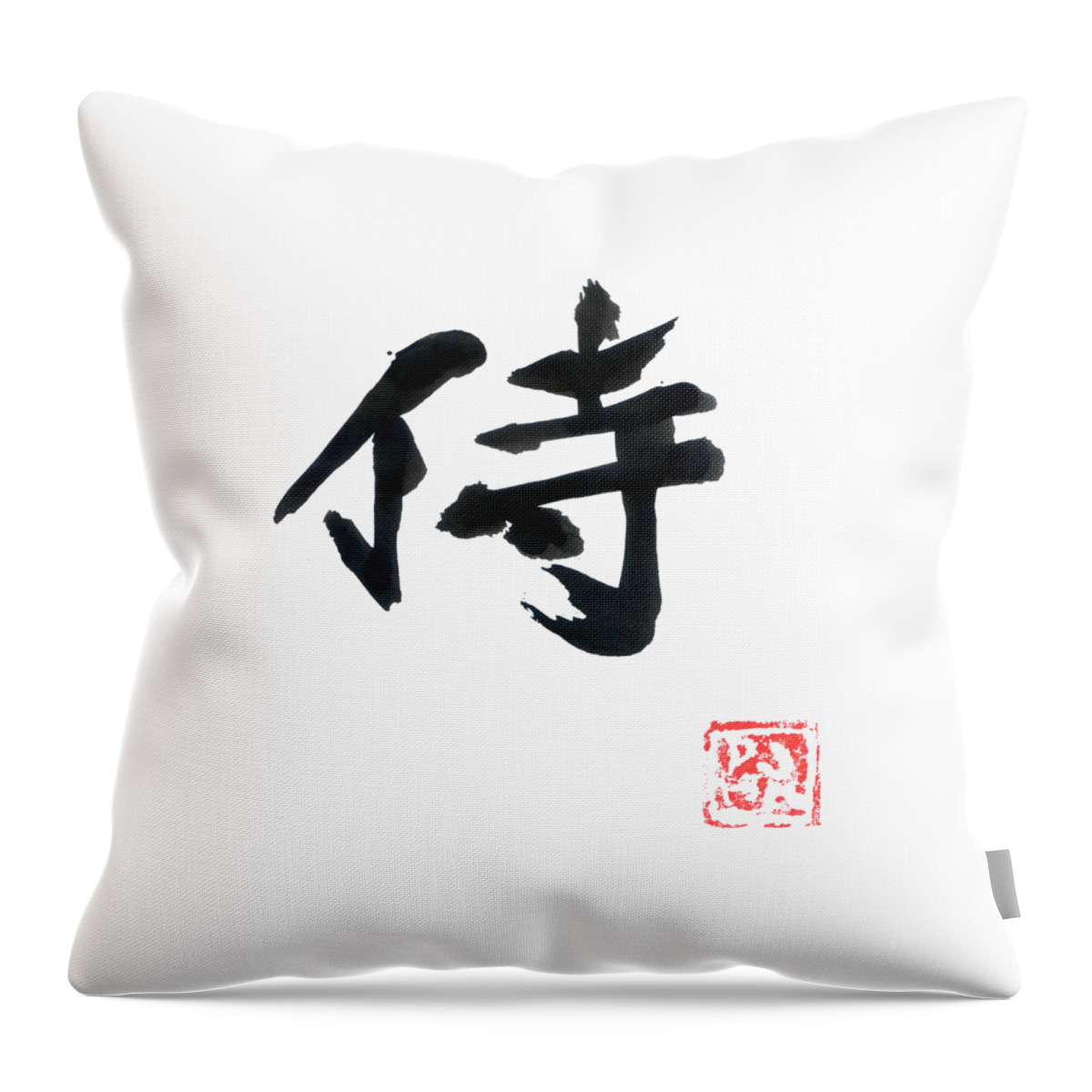 Samurai Throw Pillow featuring the drawing Samurai Black by Pechane Sumie