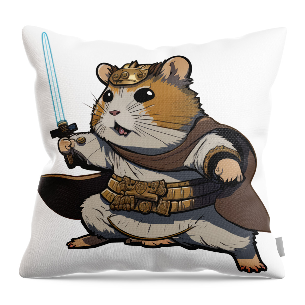 Samurai Throw Pillow featuring the digital art Samurai Hamster - The Furry Fighter of the East by John Twynam