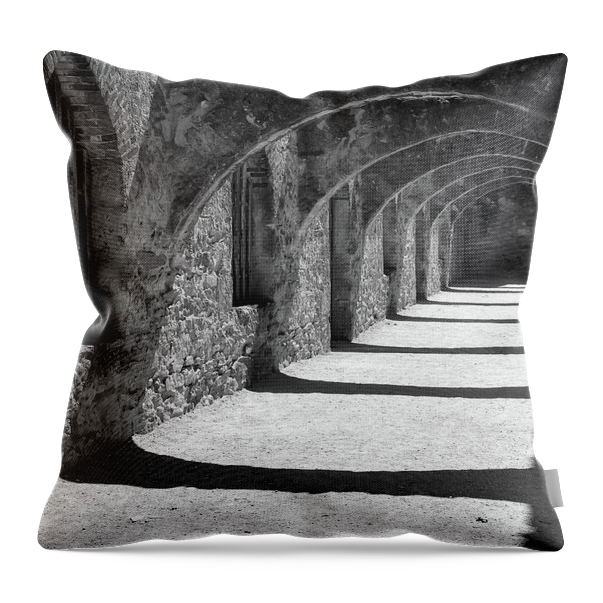 America Throw Pillow featuring the photograph San Antonio Mission San Jose - Black and White by Gregory Ballos