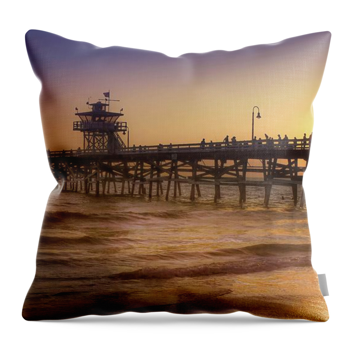 Pier Throw Pillow featuring the photograph San Clemente Pier Silhouette by Rebecca Herranen