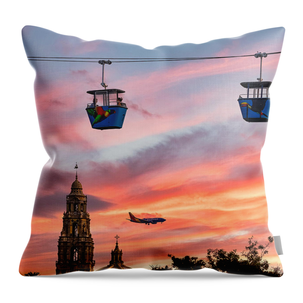 Skyfari Throw Pillow featuring the photograph San Diego from Above by Sam Antonio