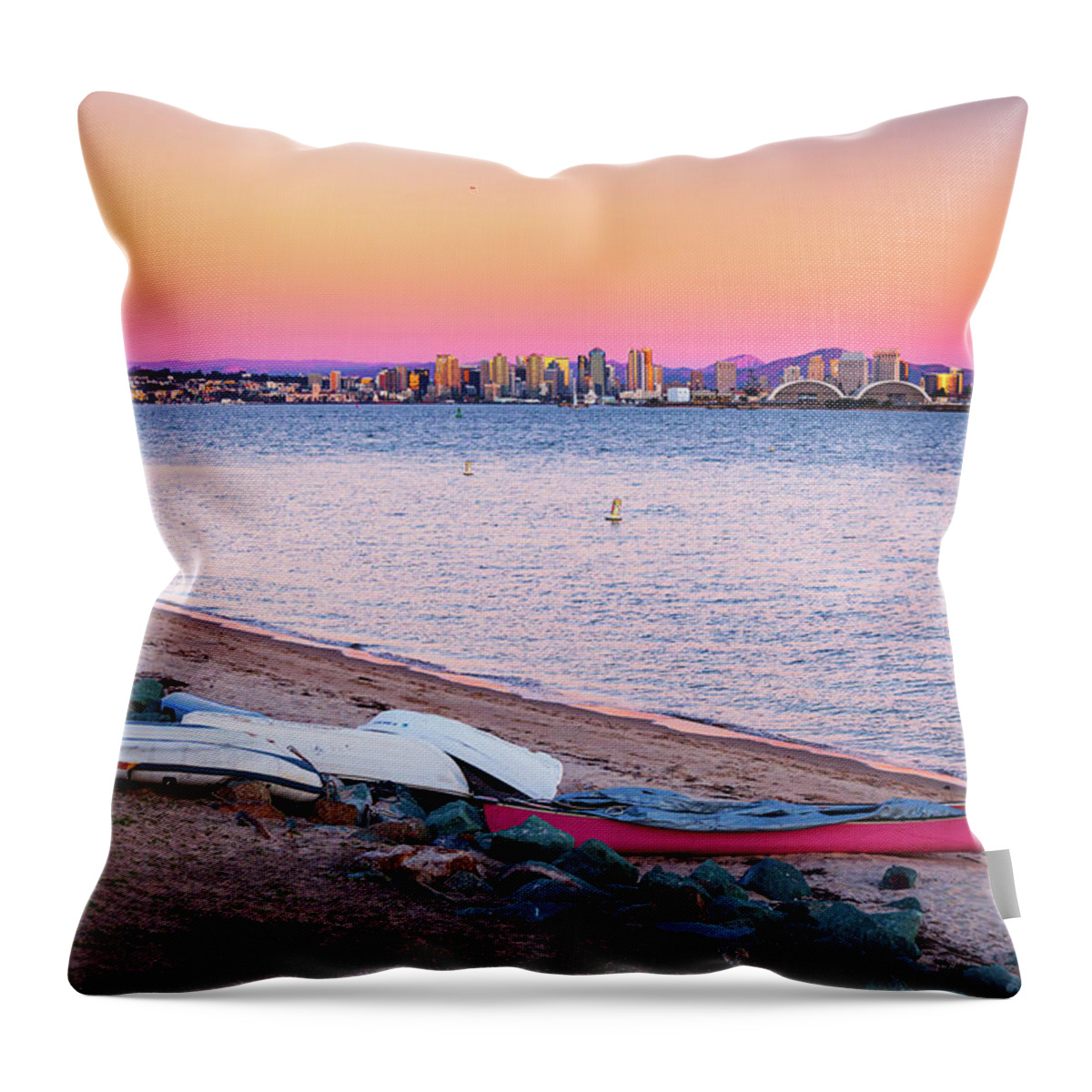 Cityscape Throw Pillow featuring the photograph San Diego Winter's Night by Ryan Huebel