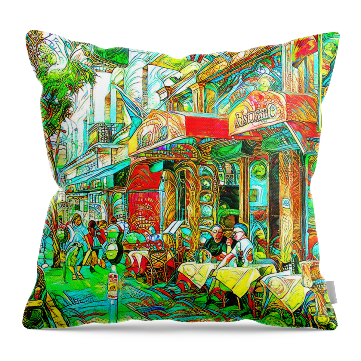 Wingsdomain Throw Pillow featuring the photograph San Francisco North Beach Little Italy in Bright Vibrant Color Motif 20200507 by San Francisco