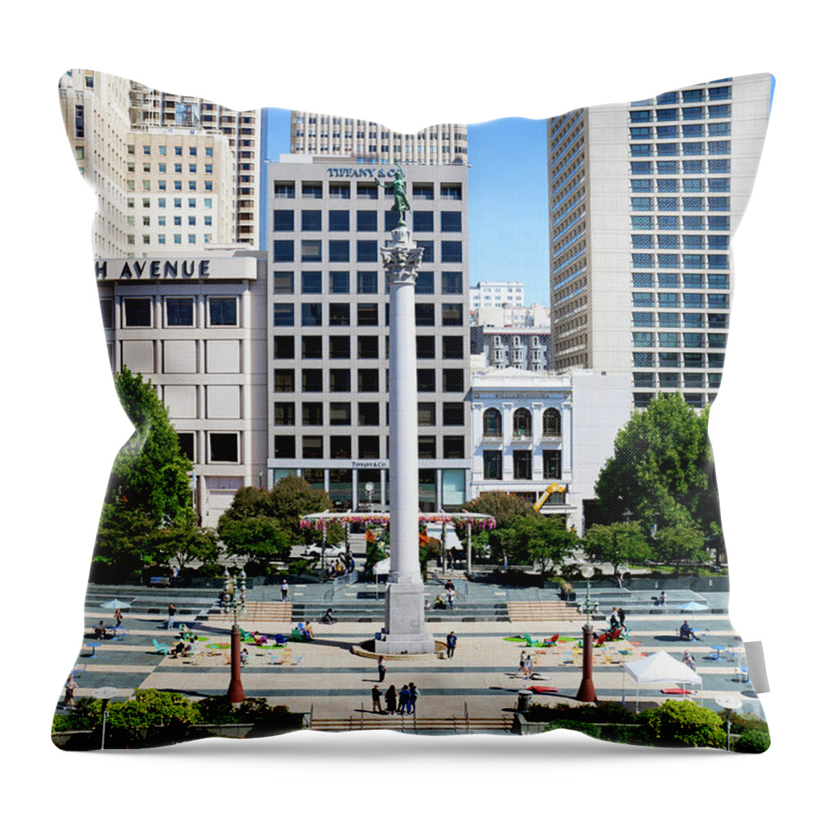 Wingsdomain Throw Pillow featuring the photograph San Francisco Union Square DSC07361 by Wingsdomain Art and Photography