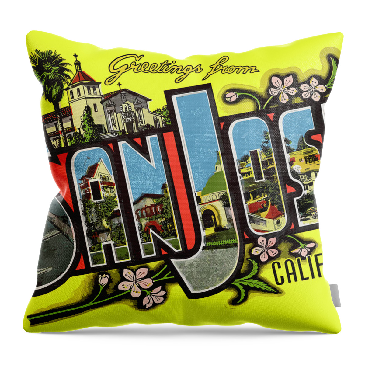 San Jose Throw Pillow featuring the digital art San Jose Letters by Long Shot