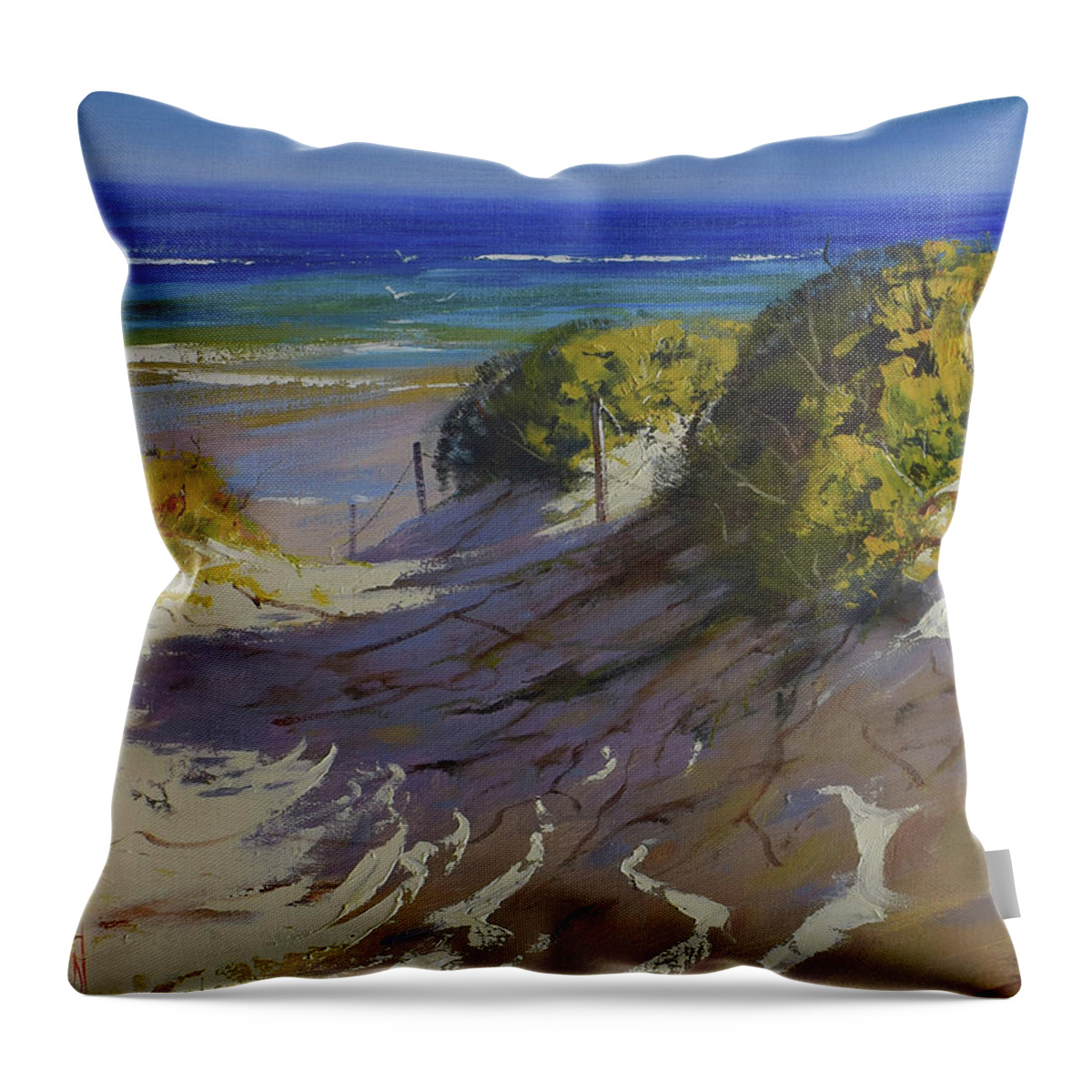 Sand Dunes Throw Pillow featuring the painting Sand Dune Patterns by Graham Gercken