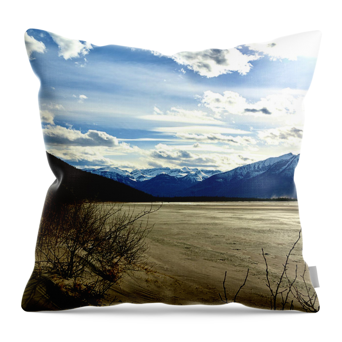 Sand Dunes On Lake Jasper Cold Windy Day Throw Pillow featuring the photograph Sand Dunes Lake Jasper Mid day by Brian Sereda