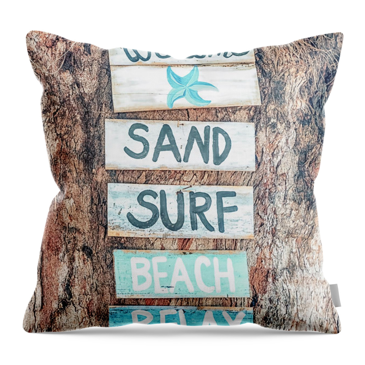 Sea Throw Pillow featuring the photograph Sand, Surf and Beach by Manjik Pictures