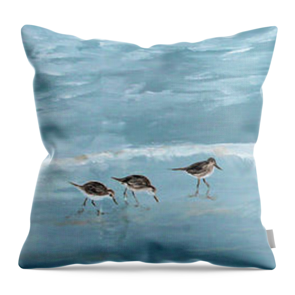Beach Throw Pillow featuring the painting Sandbridge Sandpipers by Patrick Dablow