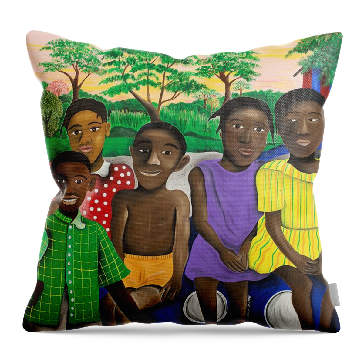 Sabree Throw Pillow featuring the painting Sankofa's Seeds by Patricia Sabreee
