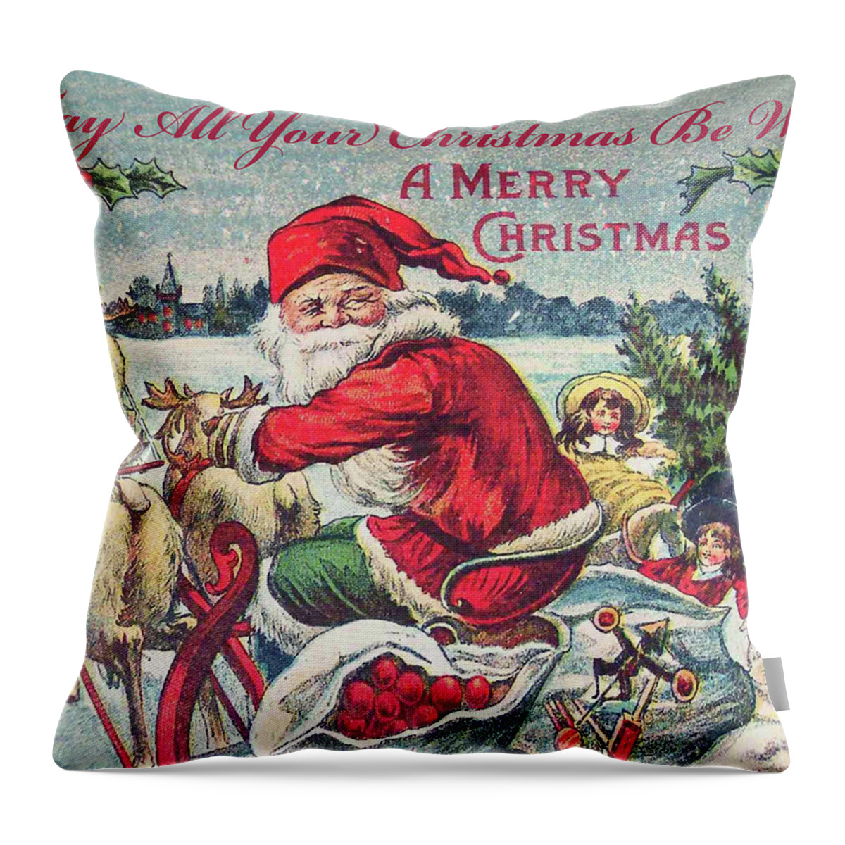 Santa Claus Throw Pillow featuring the digital art Santa Is Coming by Long Shot