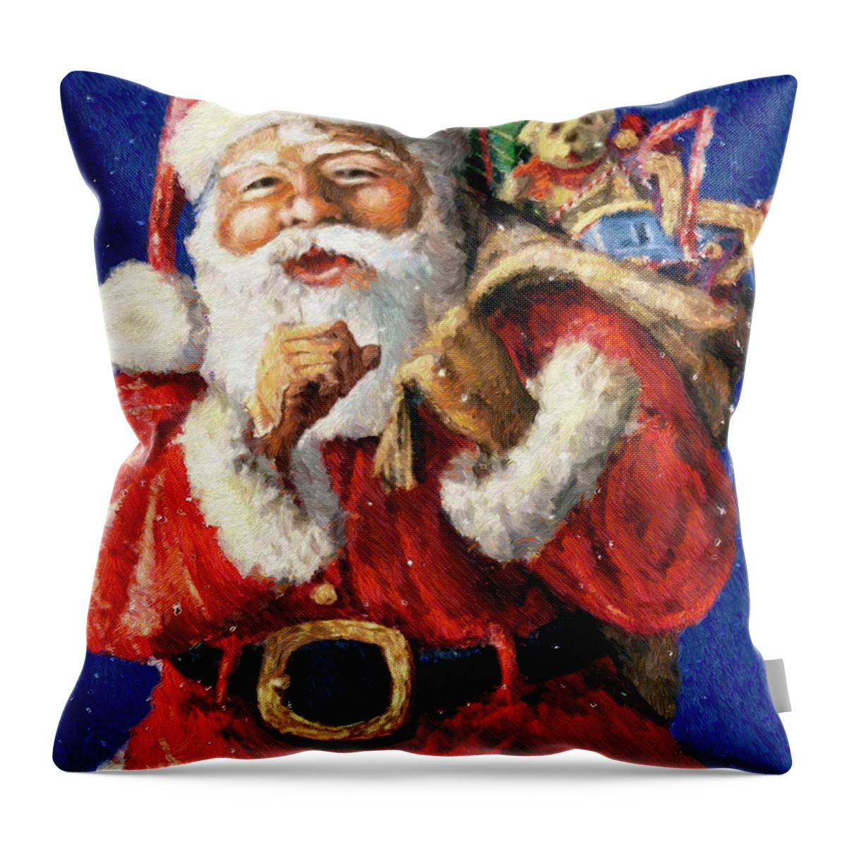 Christmas Throw Pillow featuring the painting Santa is Magic by Rafael Salazar