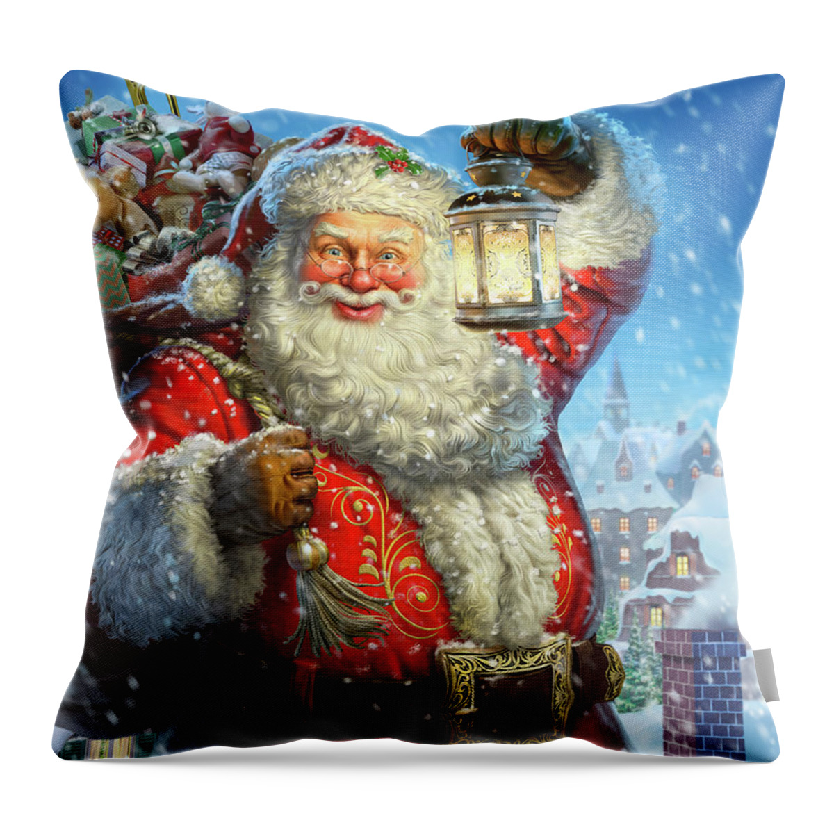 #faaAdWordsBest Throw Pillow featuring the digital art Santa by Mark Fredrickson