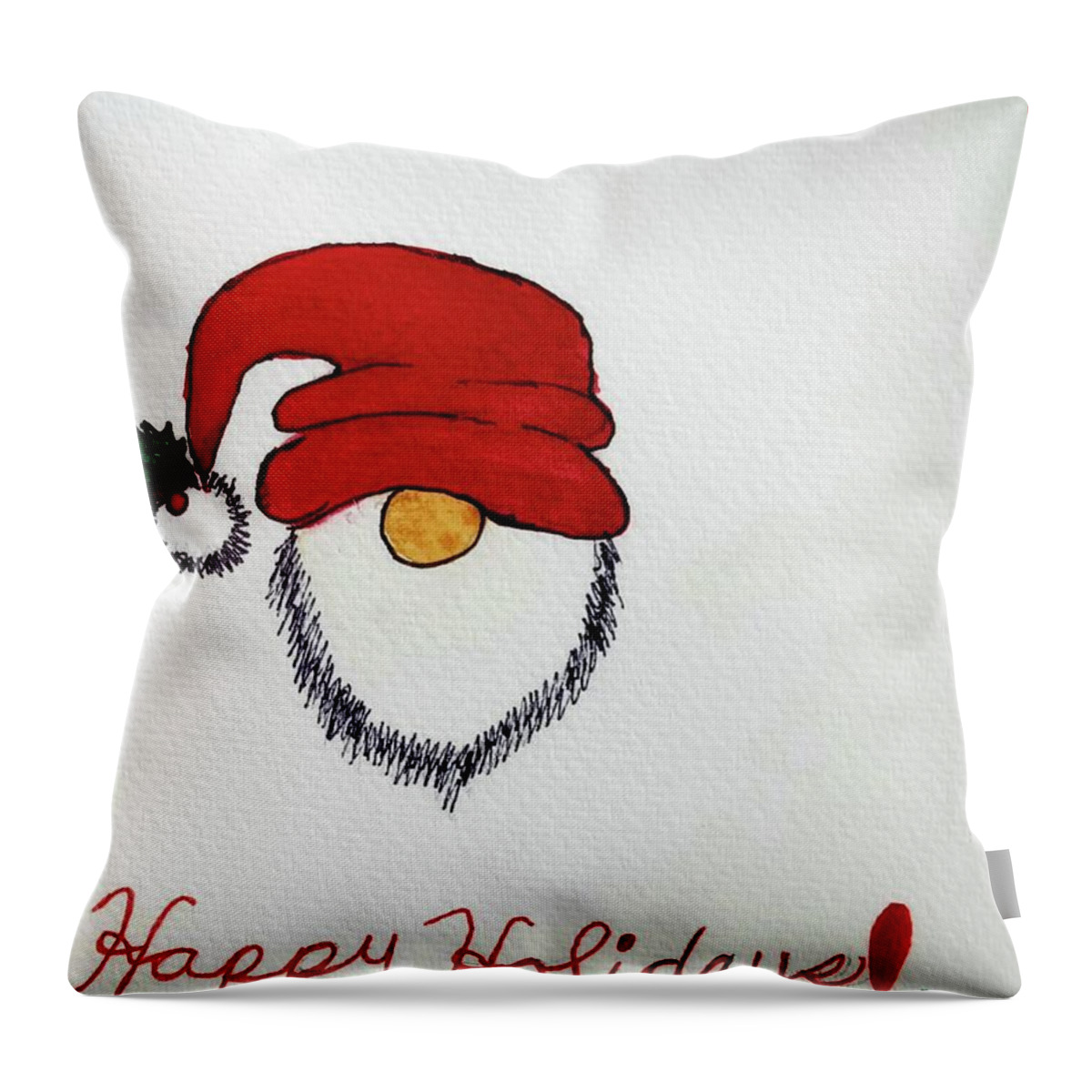 Santa Throw Pillow featuring the painting Santa says, Happy Holidays by Shady Lane Studios-Karen Howard
