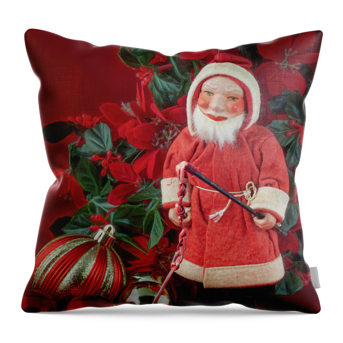 Santa Throw Pillow featuring the photograph Santa With Baubles by Cordia Murphy