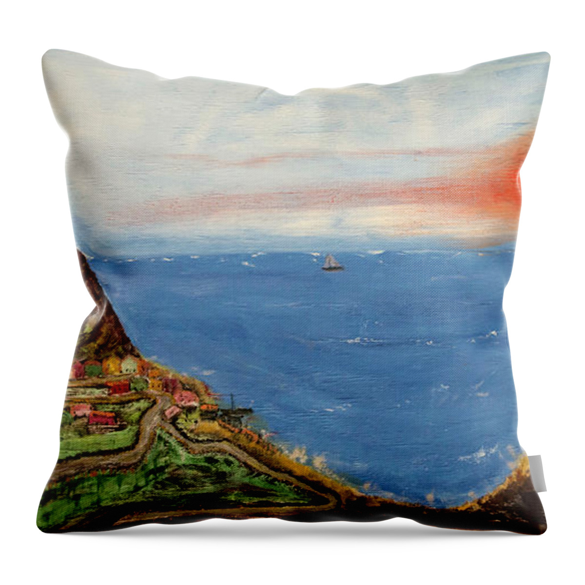  Throw Pillow featuring the painting Santorini by David McCready