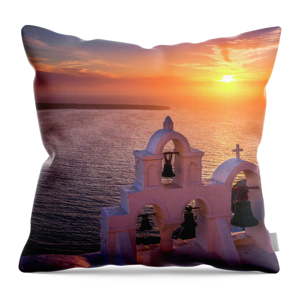 Greece Throw Pillow featuring the photograph Santorini Sunset by Evgeni Dinev