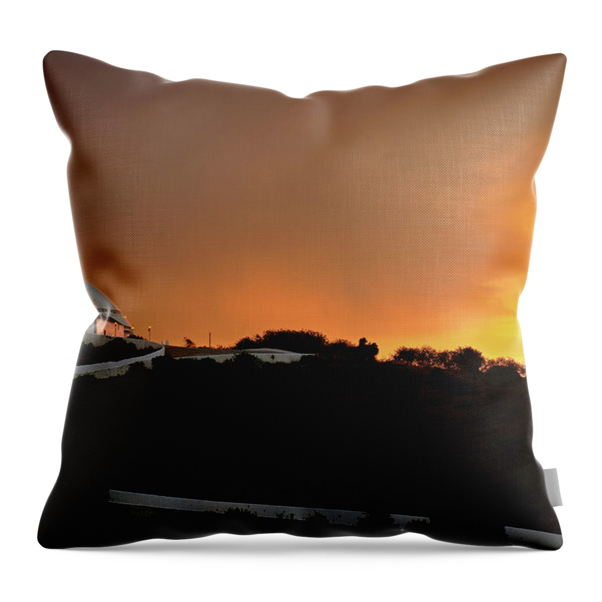 Mae Soberana Throw Pillow featuring the photograph Santuario de Nossa Senhora da Piedade at Sunset in Loule by Angelo DeVal