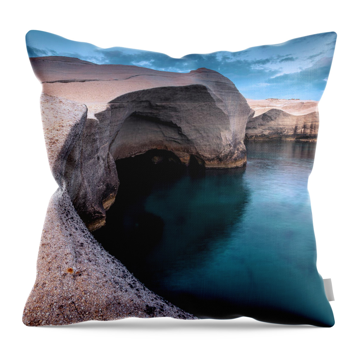 Aegean Sea Throw Pillow featuring the photograph Sarakiniko by Evgeni Dinev