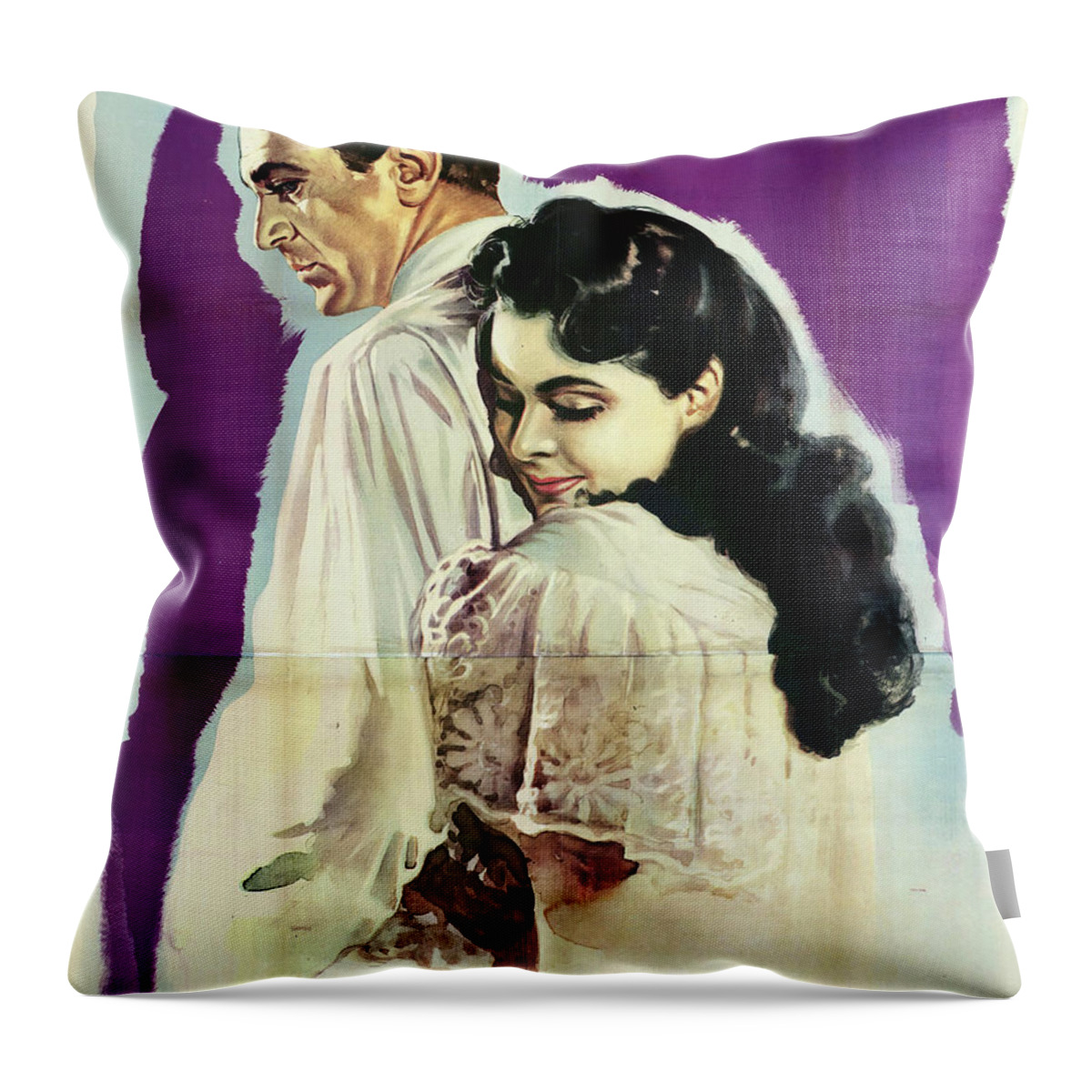 Saratoga Throw Pillow featuring the painting ''Saratoga Trunk'', 1945, movie poster painting by Luigi Martinati by Movie World Posters