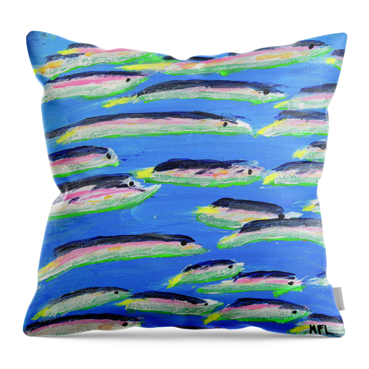  Throw Pillow featuring the painting Sardine Soiree by Mark Lyons