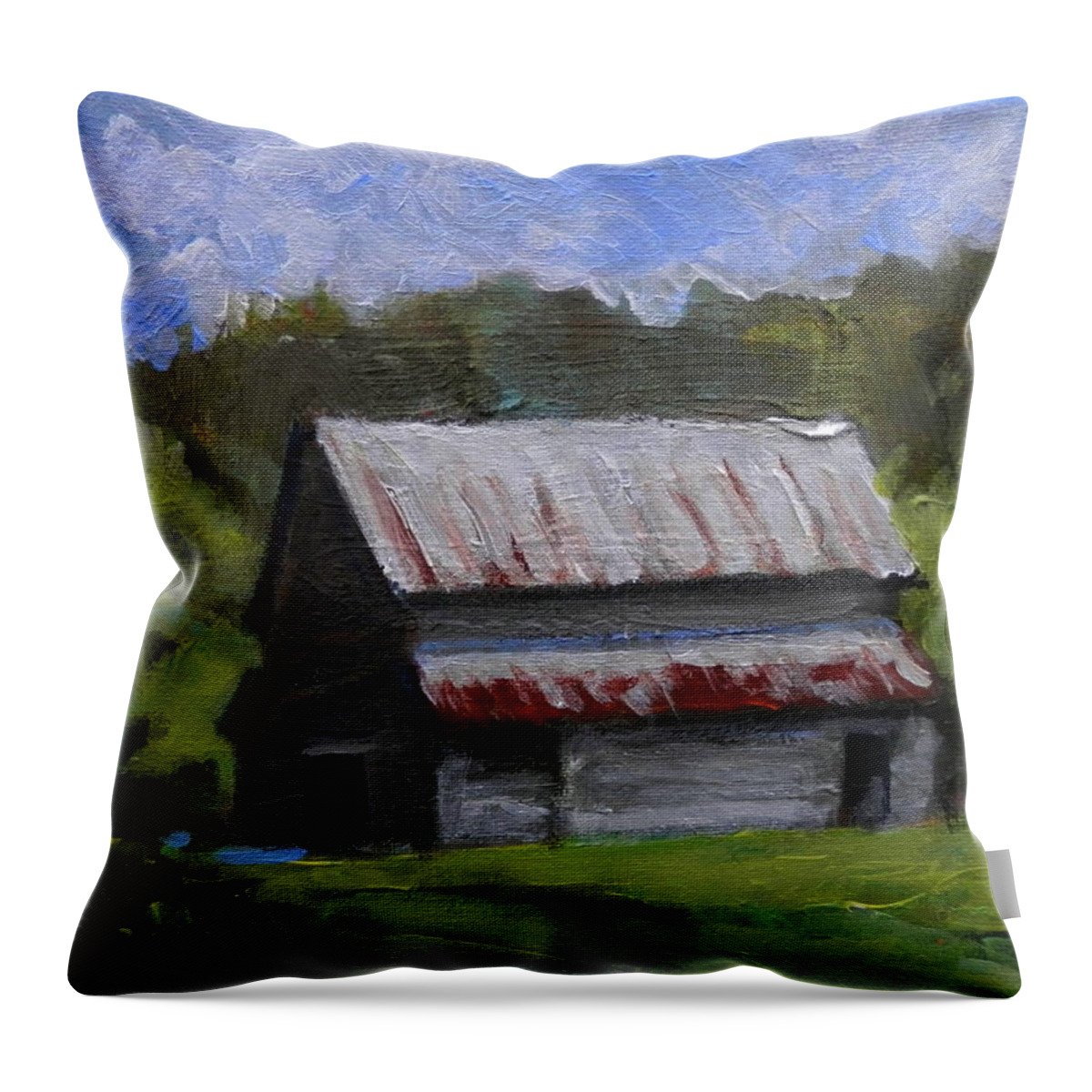 Old Barn Throw Pillow featuring the painting Sautee Barn by Martha Tisdale