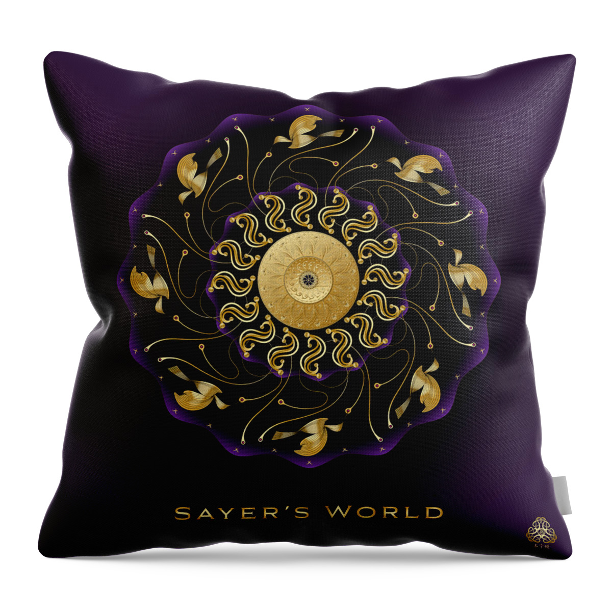 Mandala Throw Pillow featuring the digital art Sayer's World Ornativo Vero Circulus No 4144 by Alan Bennington