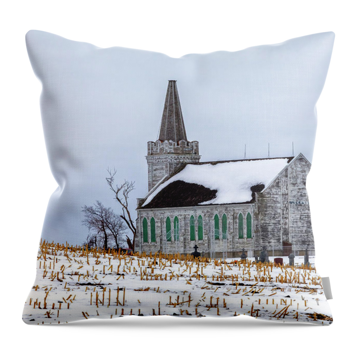 Church Throw Pillow featuring the photograph Saying Goodbye to the Old Wilson Chruch by Susan Rissi Tregoning