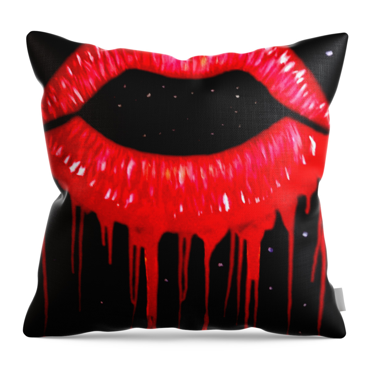 Lips Throw Pillow featuring the painting Scarlett Lips by Anna Adams
