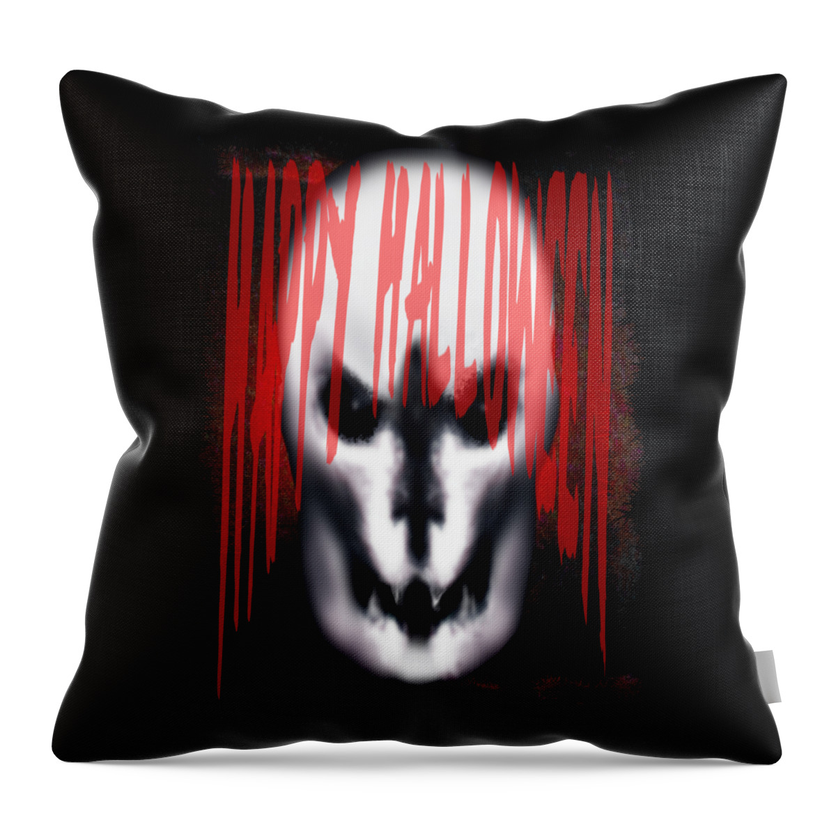 Scary Throw Pillow featuring the digital art Scary Happy Halloween Design for Cards Shirts and Cups by Delynn Addams