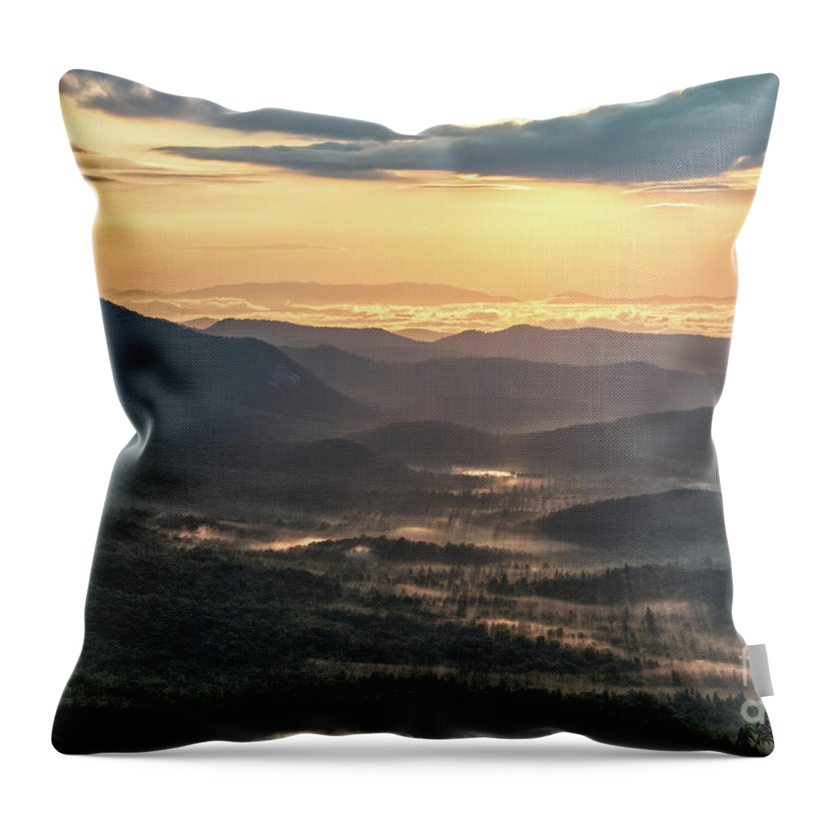 Blue Ridge Parkway Throw Pillow featuring the photograph Scenic Overlook 6 by Phil Perkins