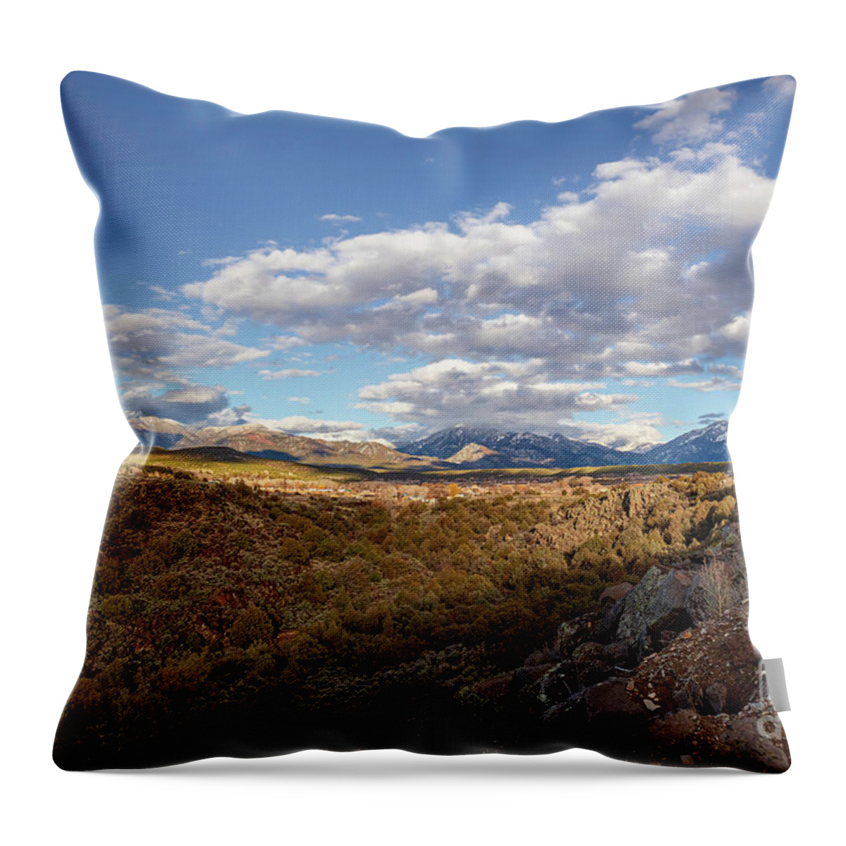 Taos Throw Pillow featuring the photograph Scenic View from Arroyo Hondo NM by Elijah Rael