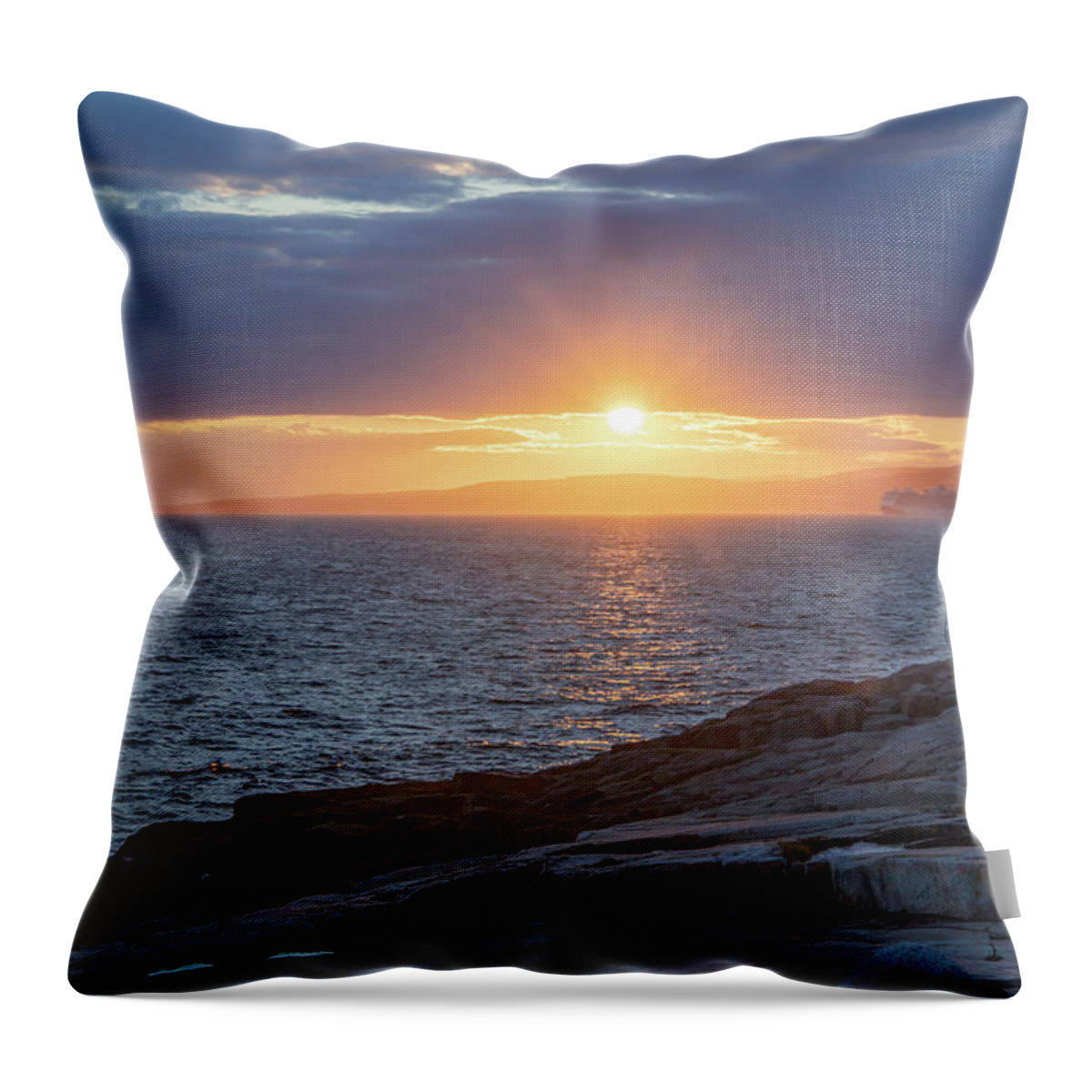 Acadia Throw Pillow featuring the photograph Schoodic Point Acadia NP 6 Sunset by Michael Saunders