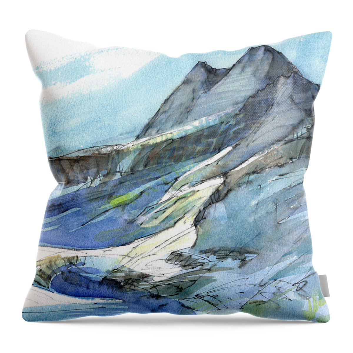 Landscape Throw Pillow featuring the painting Schreckhorn von First by Judith Kunzle