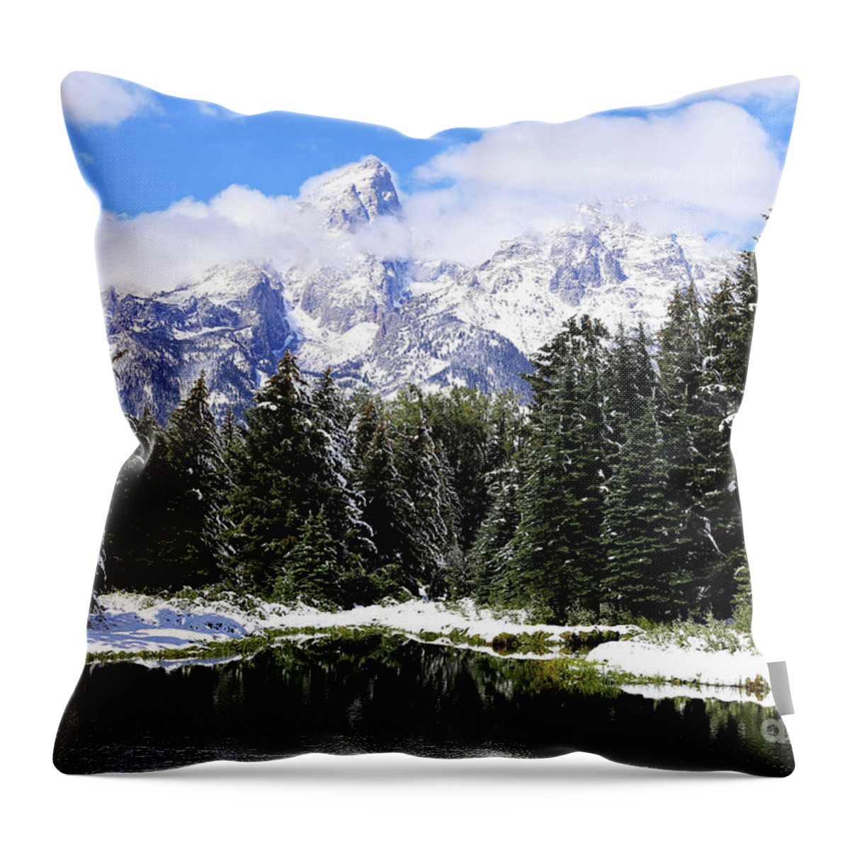 Mountains Throw Pillow featuring the photograph Schwabacher Landing by Sylvia Cook