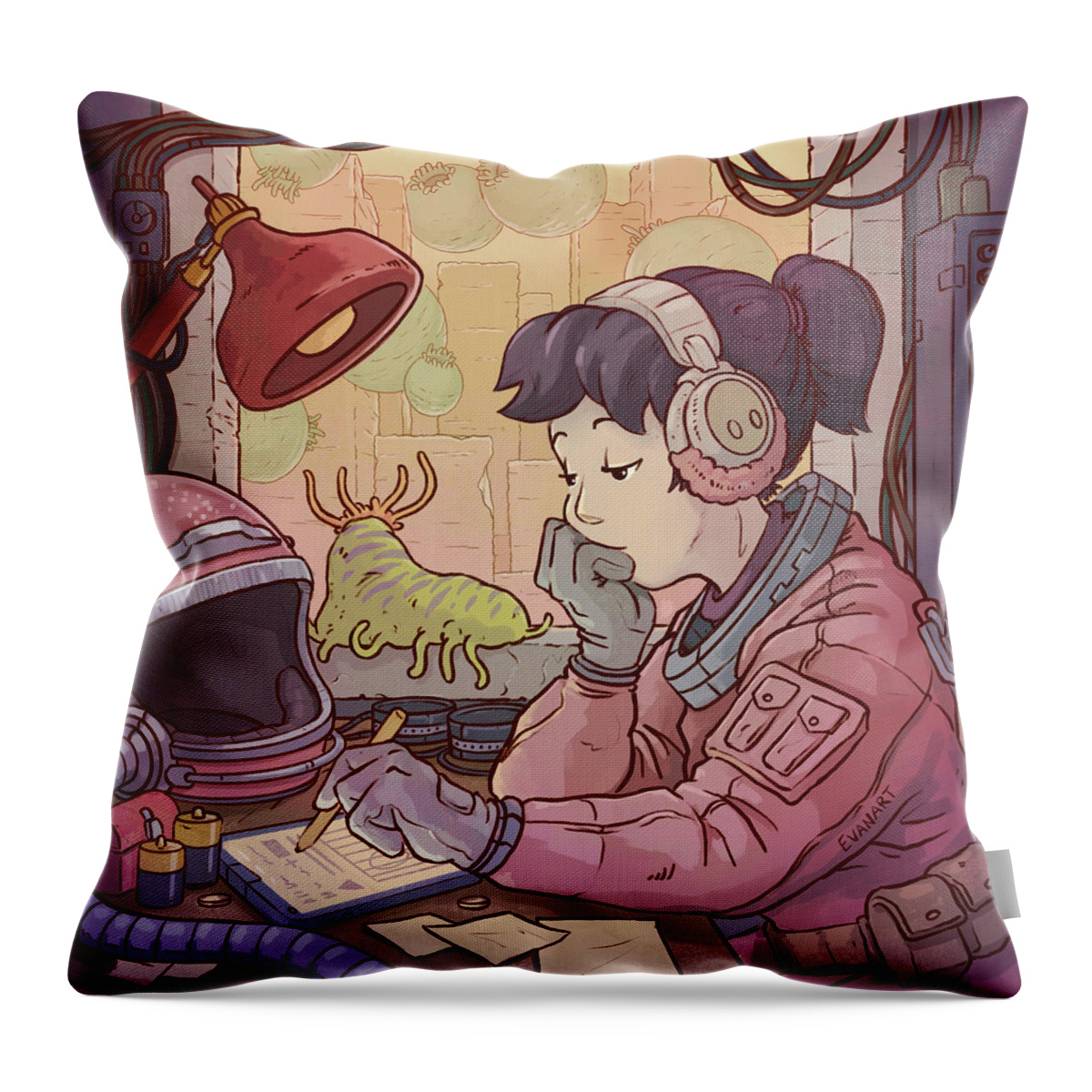 Throw Pillow featuring the digital art Scifi Beats To Relax/study To by EvanArt - Evan Miller
